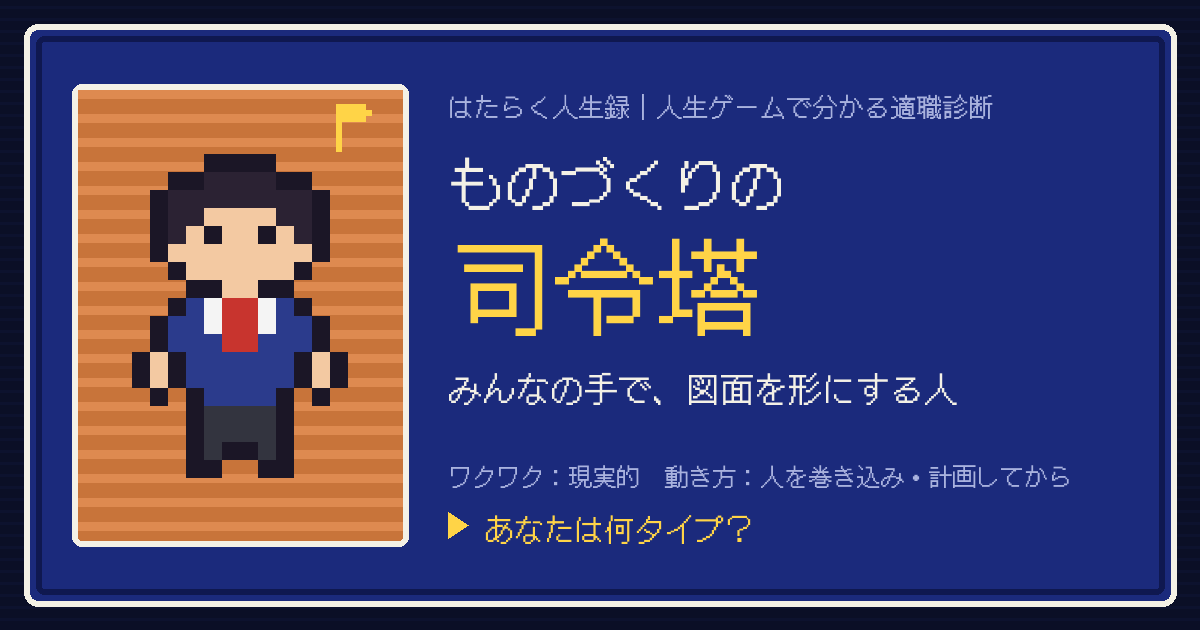 ものづくりの司令塔タイプのカード。ドット絵のキャラクターとタイプ名